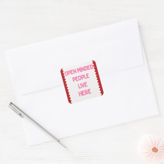 Pink and White Open Minded People  Vierkante Sticker (Envelop)