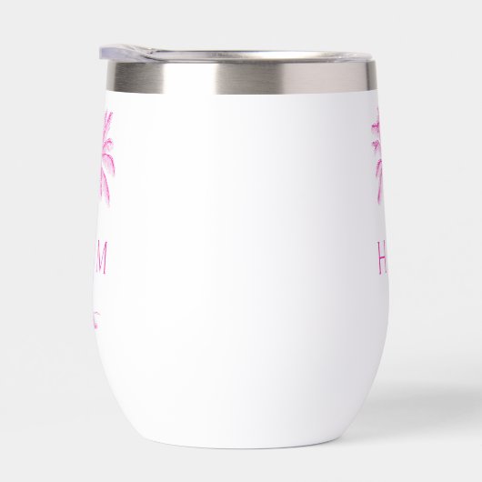 Pink and White Palm Palmetto Tree Monogram (Rechts)