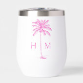Pink and White Palm Palmetto Tree Monogram (Voorkant)