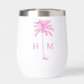 Pink and White Palm Palmetto Tree Monogram (Achterkant)
