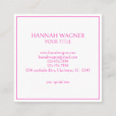 Pink and White Palm Palmetto Tree Monogram Vierkante Visitekaartje (Achterkant)