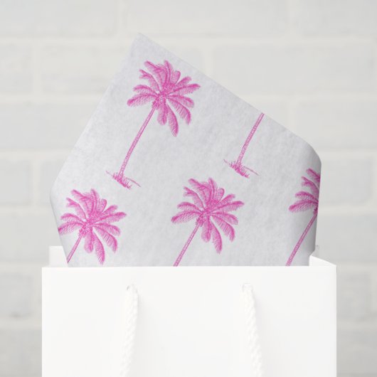 Pink and White Palm Palmetto Tree Tissuepapier (Cadeauzakje)