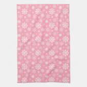 Pink And White Pattern Of Winter Snowflakes Theedoek (Verticaal)
