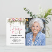 Pink and White Peony Celebration Of Life Kaart (Staand voorkant)