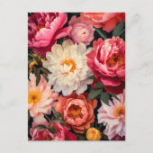 pink and white peony flowers with green leaves briefkaart (Voorkant)