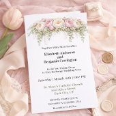 Pink and White Peony Wedding Kaart