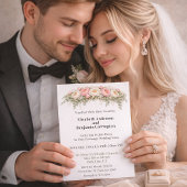 Pink and White Peony Wedding Kaart