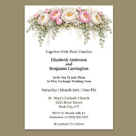 Pink and White Peony Wedding Kaart