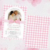 Pink and White photo Minimalist Baby shower  Kaart