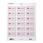 Pink and White Plaid Gingham Valentine Heart Etiket (Full Sheet)