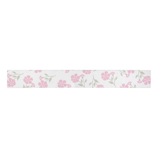 Pink and White Playful Floral Pattern Grosgrain Lint (Voorkant)