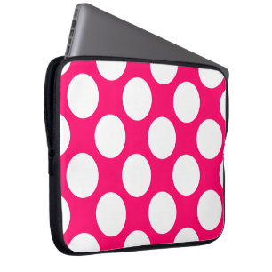 Pink and White Polka Dots Electronics Bag Laptop Sleeve