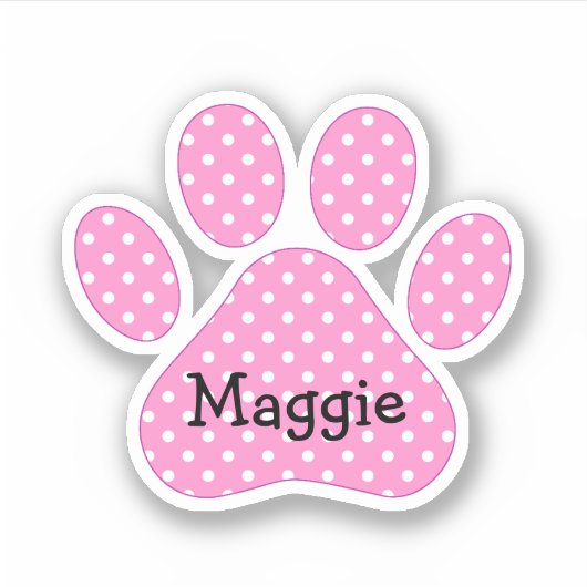 Pink and White Polka Dots With Name Sticker (Voorkant)