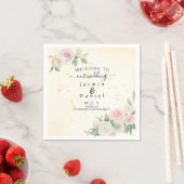 Pink and White Rose Dusky Blooms Program Fans Servet (Insitu)