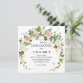 Pink and white roses Budget Wedding Invitation Kaart (Staand voorkant)