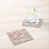 Pink and White Sakura Branches Custom Square Coast Kartonnen Onderzetters (Insitu)
