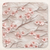 Pink and White Sakura Branches Custom Square Coast Kartonnen Onderzetters (Voorkant)