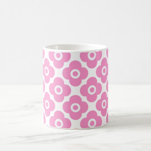 Pink and white simple floral pattern koffiemok (Center)