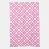 Pink and white simple floral pattern theedoek (Verticaal)