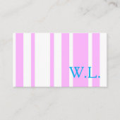 Pink and White Simple Stripes with Monogram Visitekaartje (Voorkant)