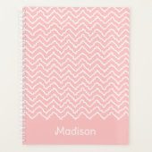 Pink And White Squiggly Chevron Zigzag With Name Planner (Voorkant)