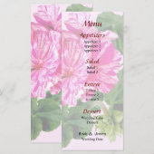 Pink and White Striped Geraniums Weduwmenu Menu (Voorkant / Achterkant)