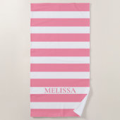  Pink And White Striped Name Cabana Stripe  Strandlaken (Voorkant)