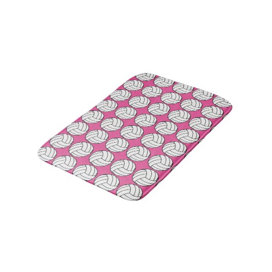Pink and White Volleyball Bath Mat (Gekanteld)