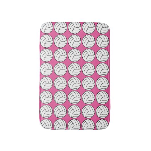Pink and White Volleyball Bath Mat (Voorkant Verticaal)