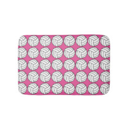 Pink and White Volleyball Bath Mat