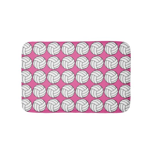 Pink and White Volleyball Bath Mat (Voorkant)