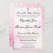 Pink and White Watercolor Catholic Wedding Kaart (Voorkant / Achterkant)
