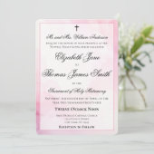 Pink and White Watercolor Catholic Wedding Kaart (Staand voorkant)
