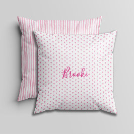 Pink and White Watercolor Stripes Hearts & Rainbow Kussen