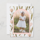 Pink and White Watercolor Tulips Baptism Bedankkaart (Achterkant)