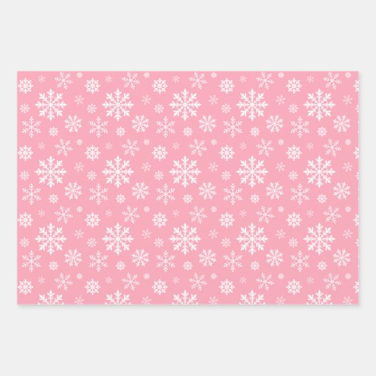 Pink And White Winter Snowflakes Pattern Inpakpapier Vel (Voorkant)
