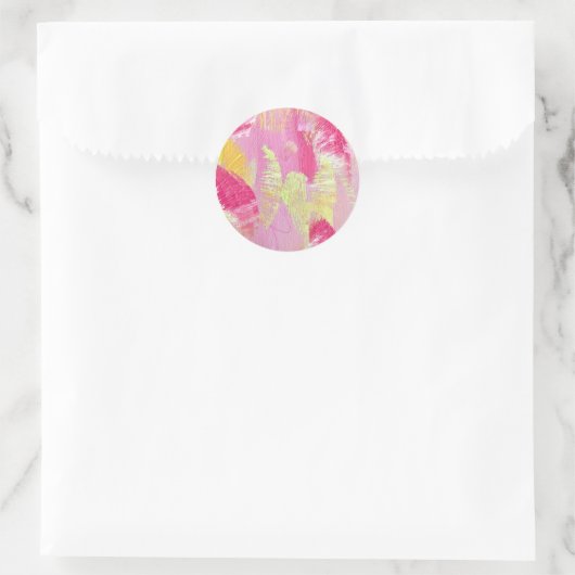 Pink and Yellow Abstract Art Sticker (Tas)