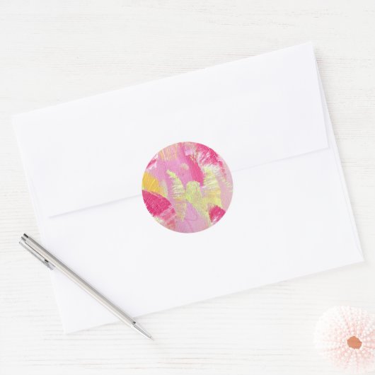Pink and Yellow Abstract Art Sticker (Envelop)