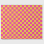 Pink and Yellow Checkerboard Cadeaupapier (Vlak)