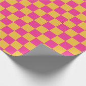 Pink and Yellow Checkerboard Cadeaupapier (Hoek)