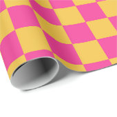 Pink and Yellow Checkerboard Cadeaupapier (Rol Hoek)