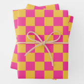 Pink and Yellow Checkerboard Inpakpapier Vel (In situ)