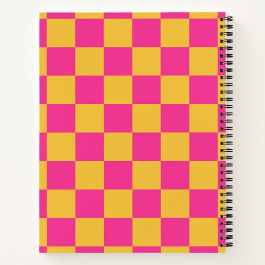 Pink and Yellow Checkerboard Notitieboek (Achterkant)