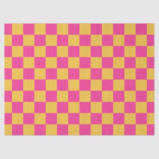 Pink and Yellow Checkerboard Tissuepapier (Voorkant)