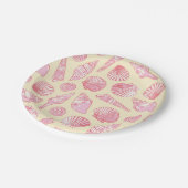 Pink and Yellow Coastal Painted Seashells Papieren Bordje (Gekanteld)