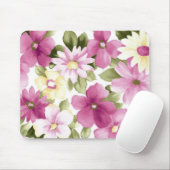 Pink and Yellow Floers Pattern Mousepad Muismat (Met muis)
