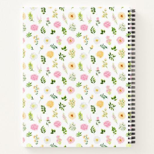 Pink and Yellow Floral Baby Birth Stats Notitieboek (Achterkant)