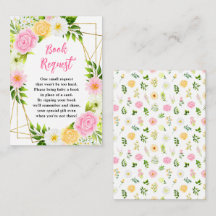 Pink and Yellow Floral Baby Shower Book Request