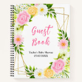 Pink and Yellow Floral Baby Shower Guest Book Notitieboek (Voorkant)