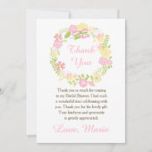 Pink and Yellow Floral Wreath Bridal Shower Bedankkaart (Voorkant)